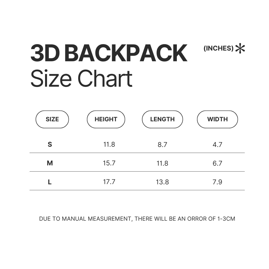 3D Backpack Size Chart - Life Is Strange Merch