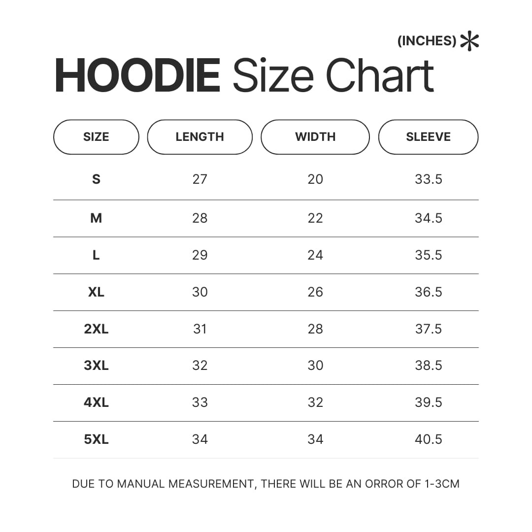 Hoodie Size Chart - Life Is Strange Merch