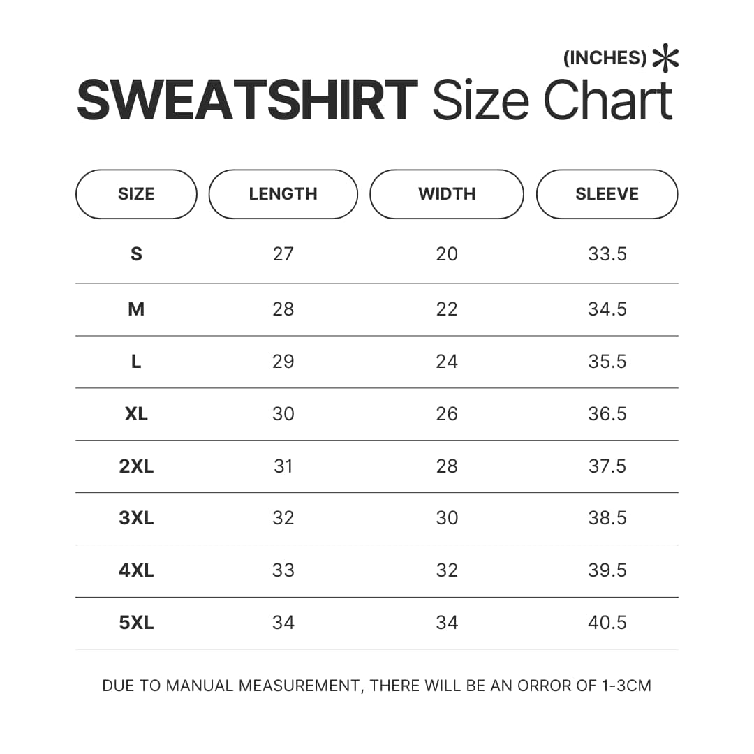 Sweatshirt Size Chart - Life Is Strange Merch