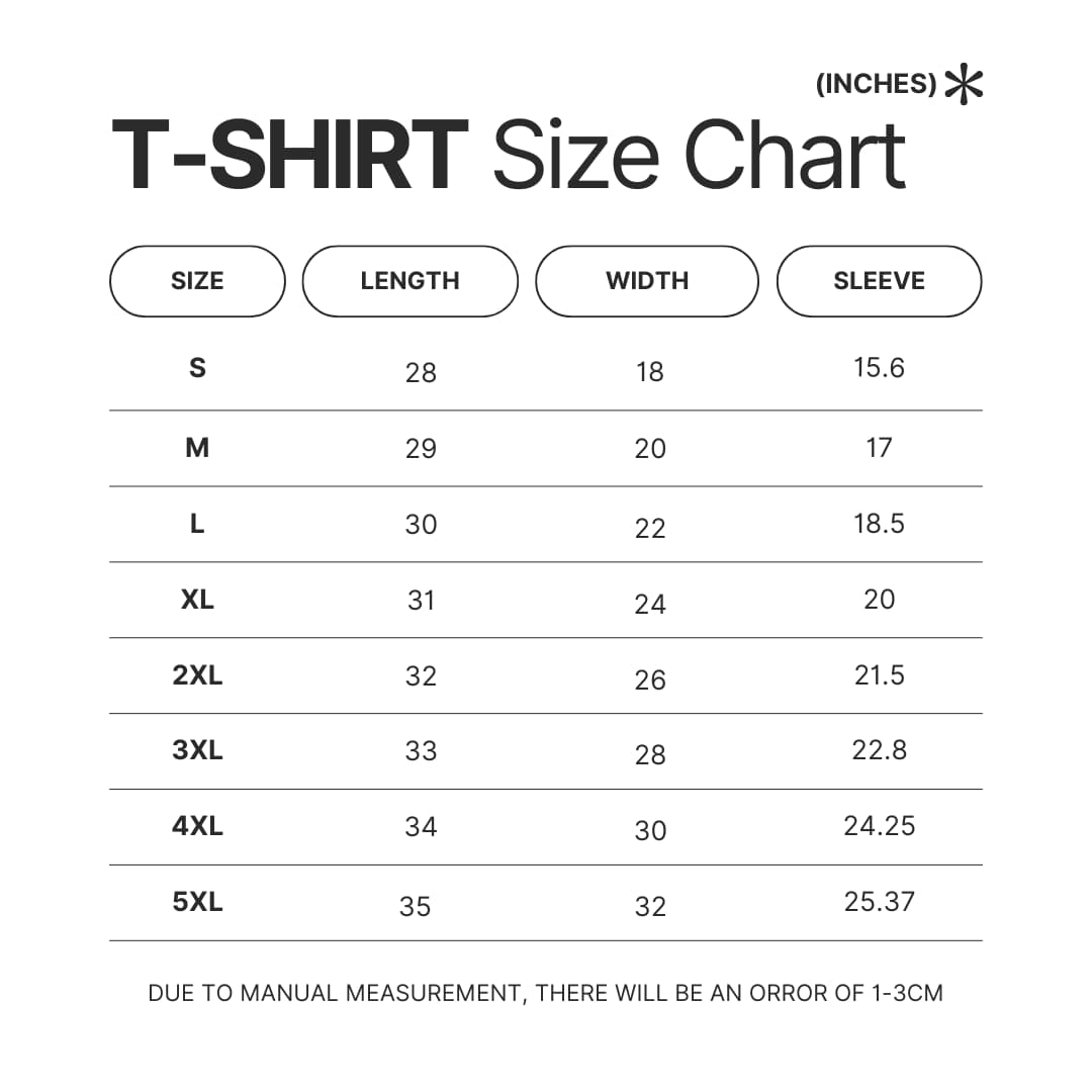 T shirt Size Chart - Life Is Strange Merch