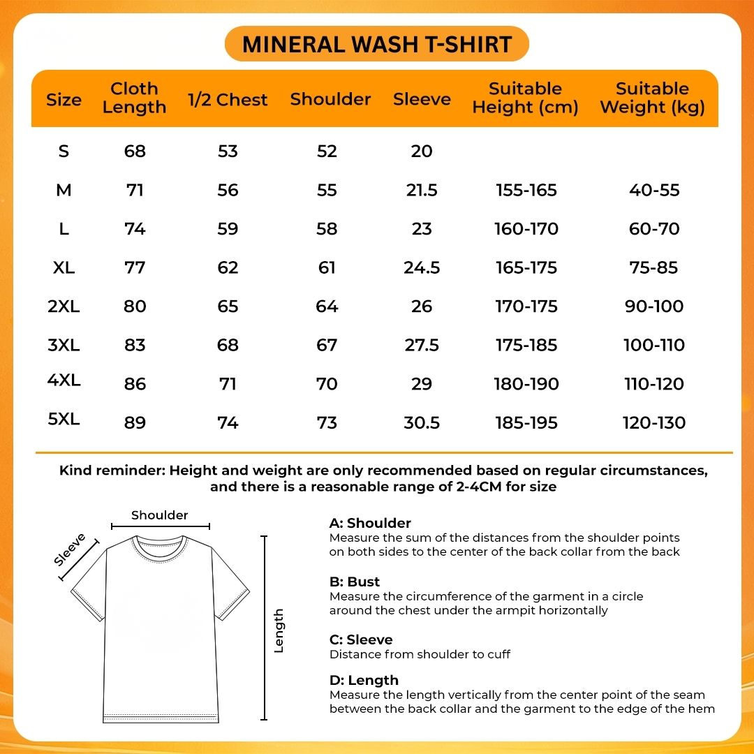 Mineral Wash T Shirt Size Chart - Life Is Strange Merch